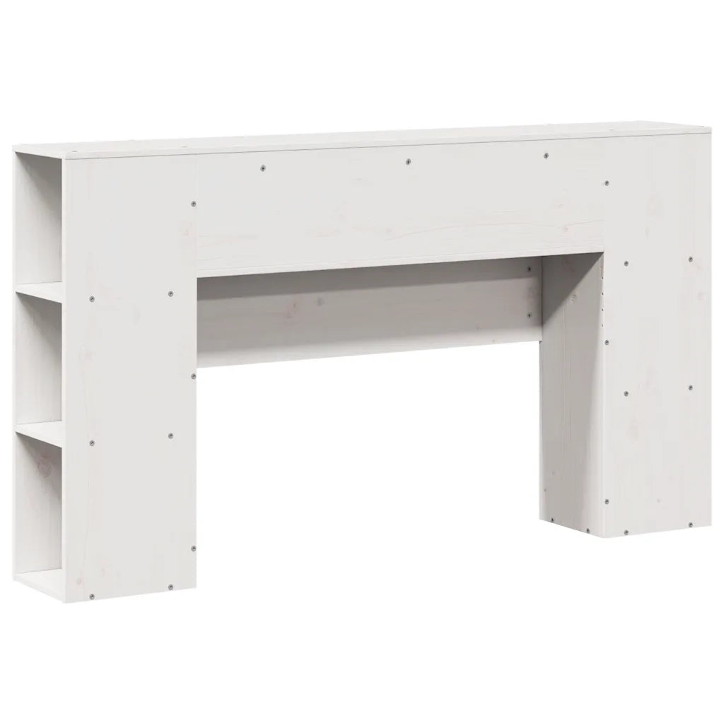 Testiera con Ripiani Bianca 140 cm in Legno Massello di Pino 855631