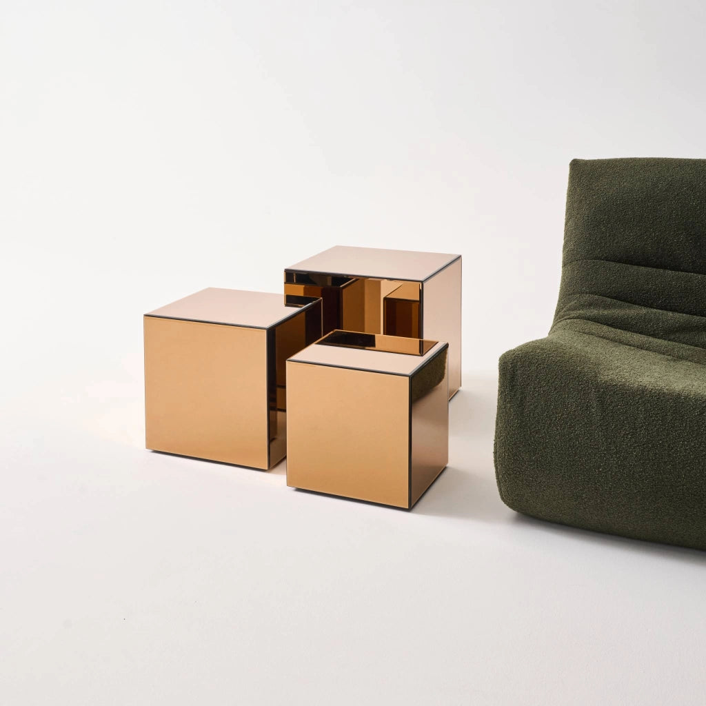 Tavolo cubico a specchio, 30cm, ambre
