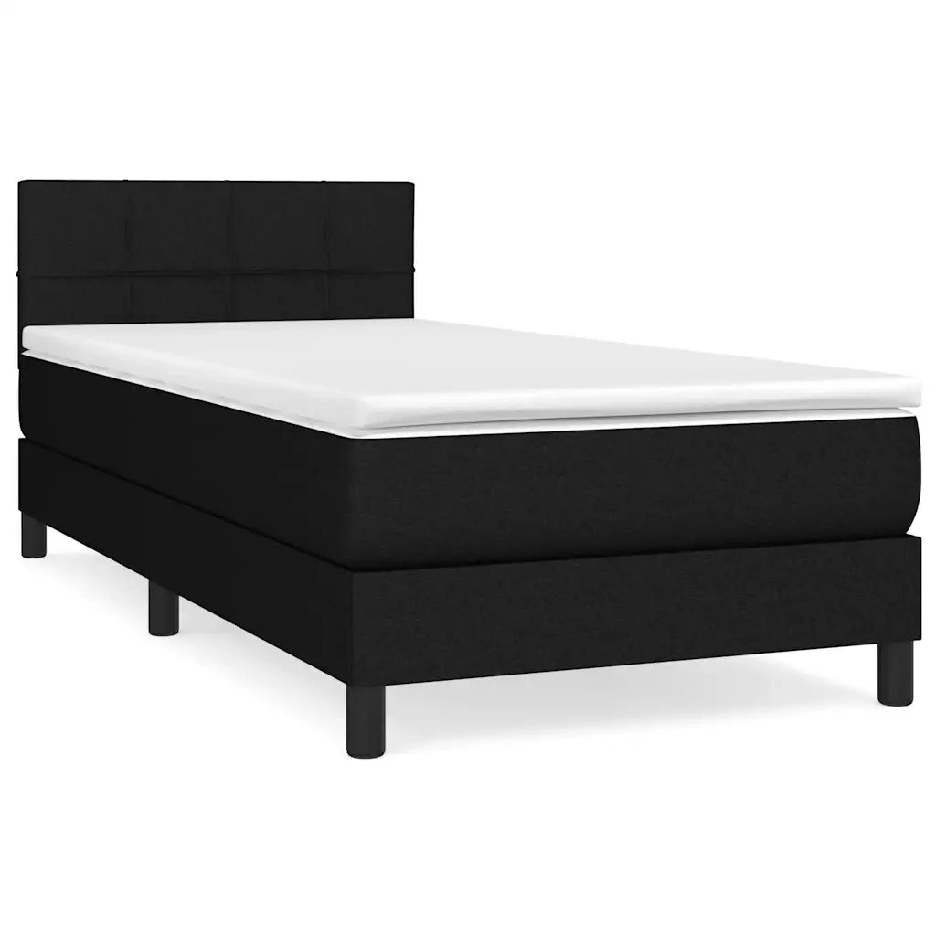 Giroletto a Molle con Materasso-Struttura Letto Nero 100x200 cm in Tessuto 657447