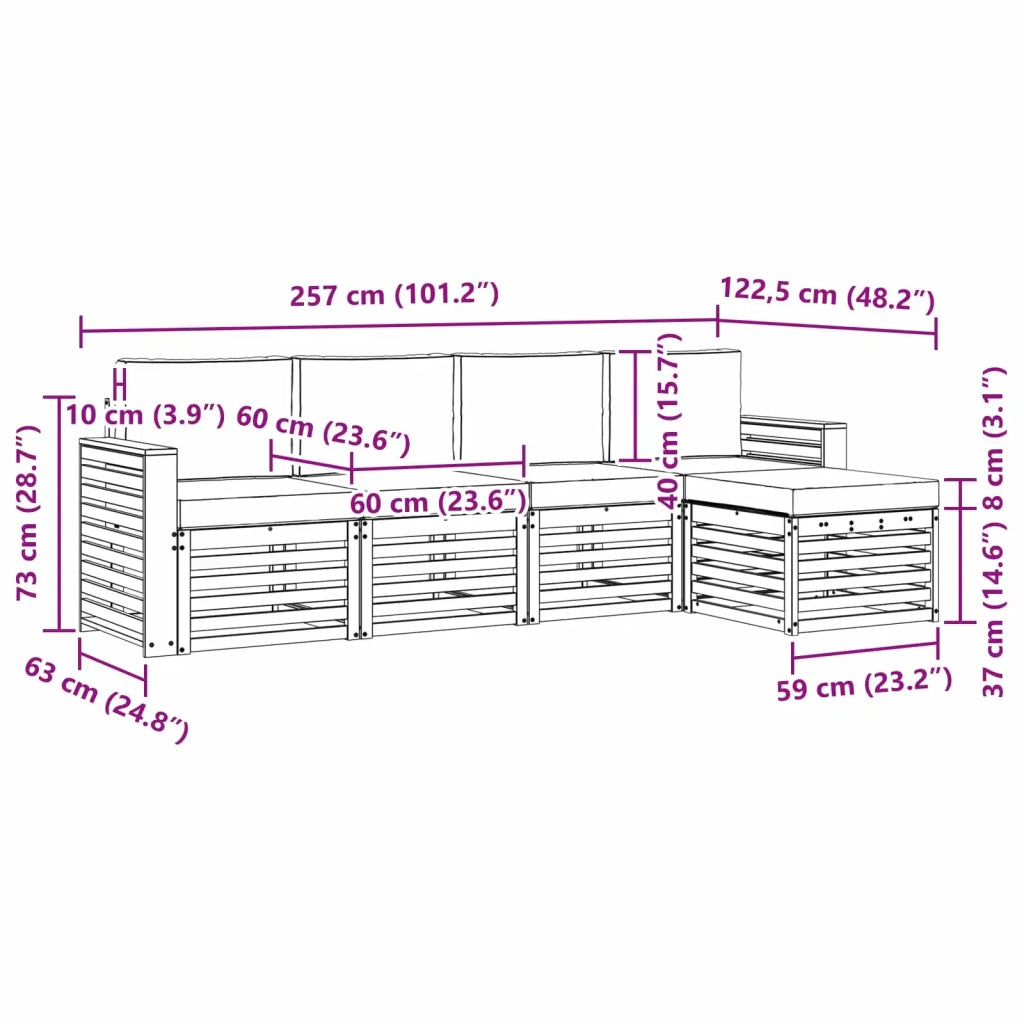 Set di divani da esterno 5 pcs Bianco e Beige 3391683