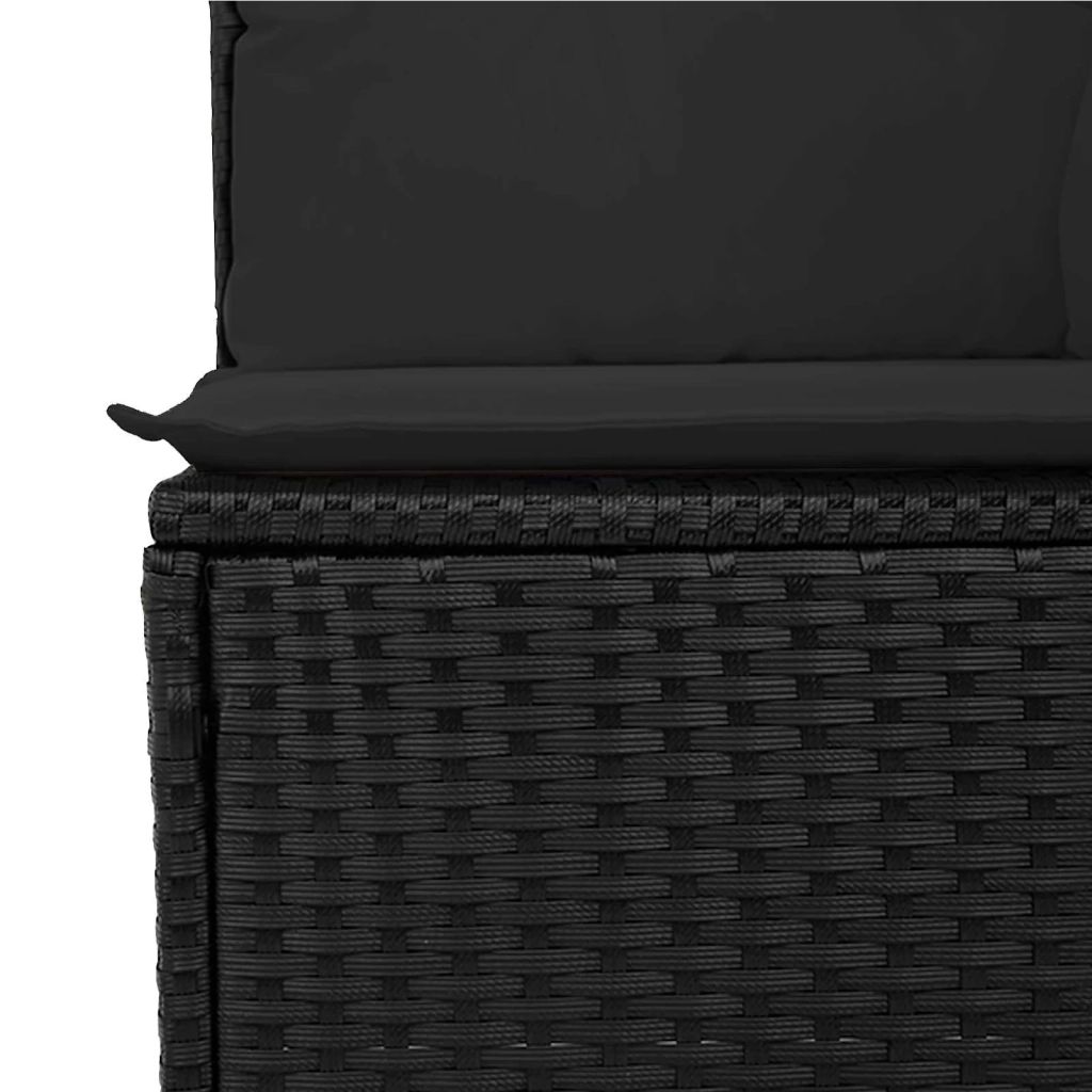 Set Divano da Giardino con cuscino 9 pcs Nero polyrattan