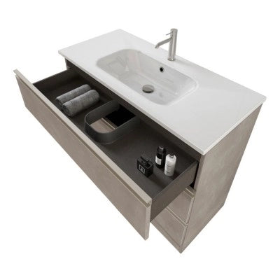 Mobile bagno 100 cm grigio cemento con specchio e lavabo incluso Master