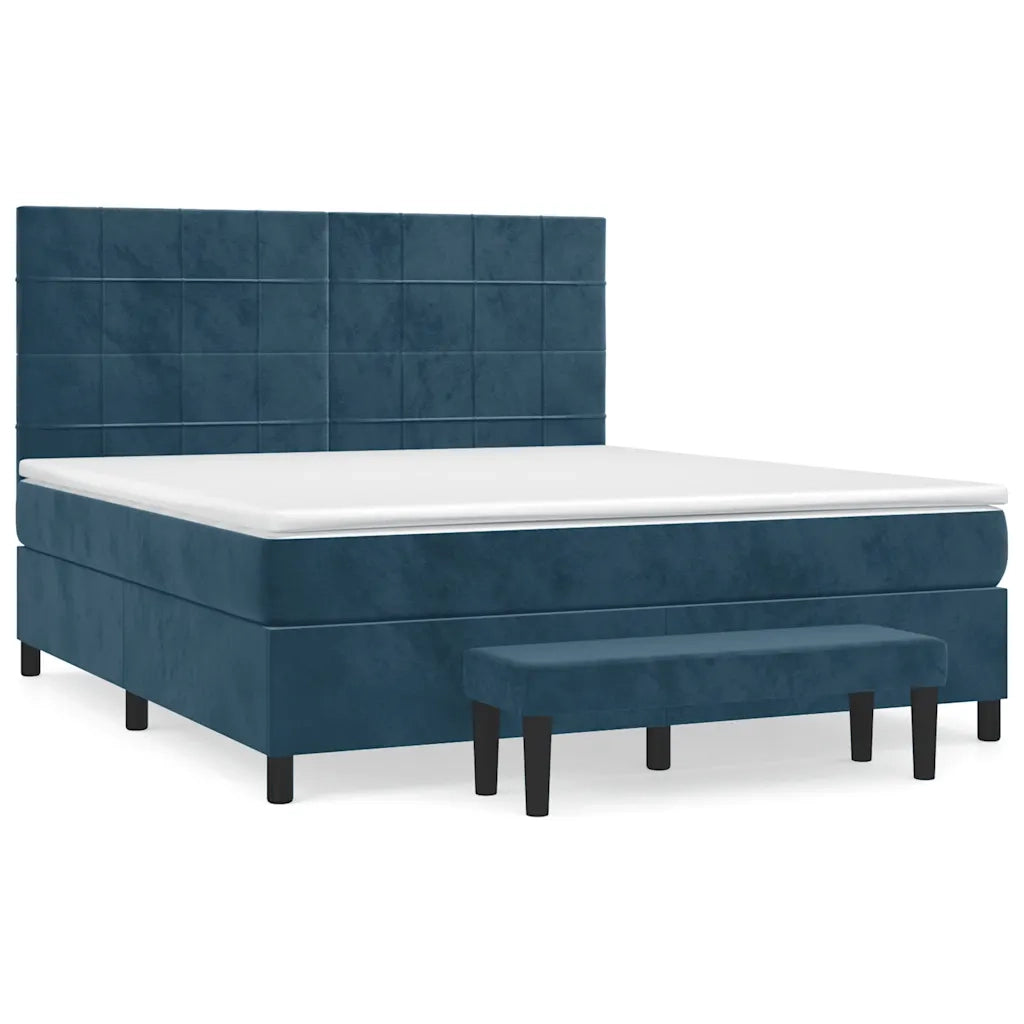 Giroletto a Molle con Materasso Blu Scuro 180x200 cm in Velluto 3137861