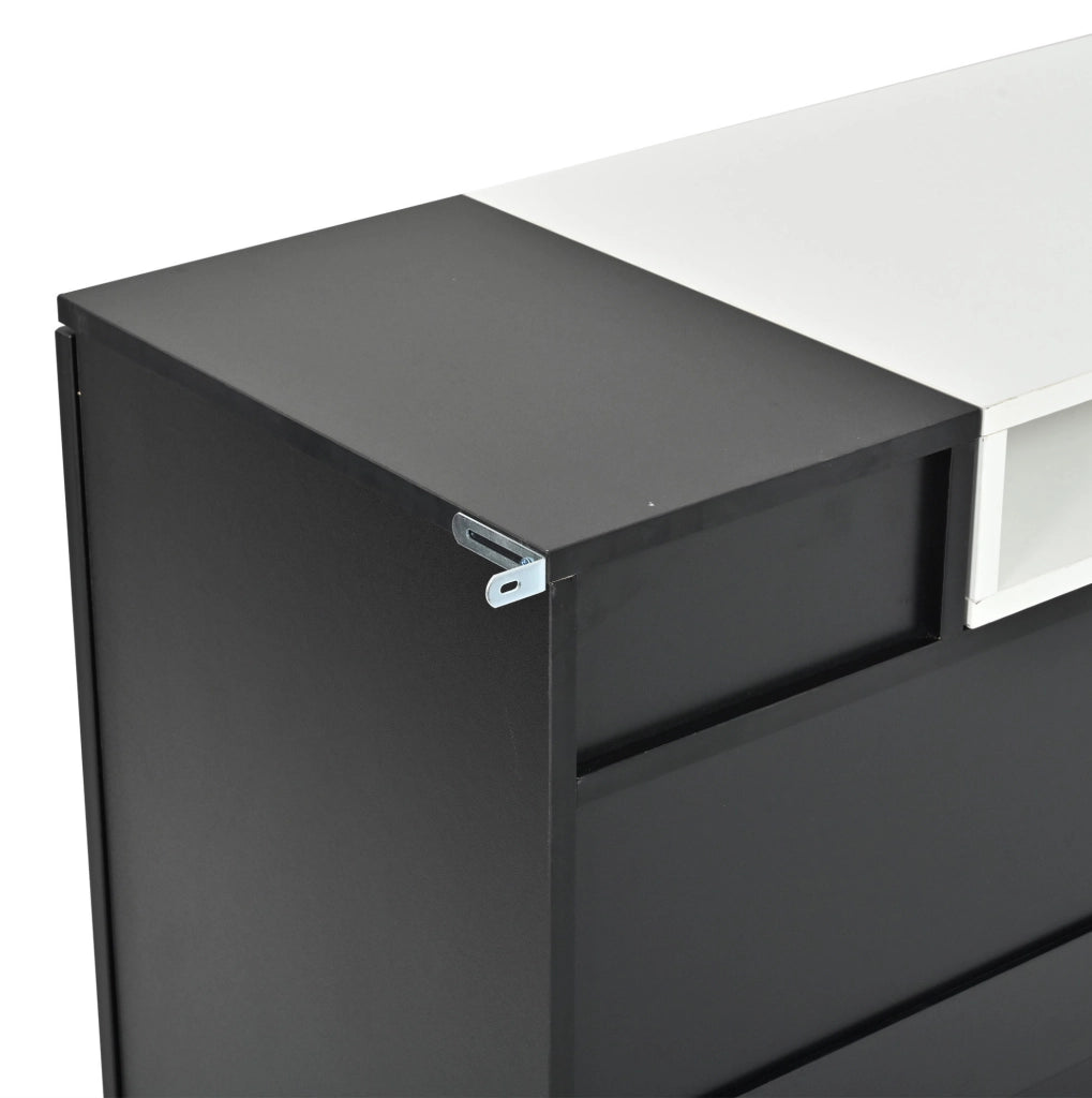 CREDENZA LED 140x40x68 cm con 2 ante e 3 cassetti in truciolare nero