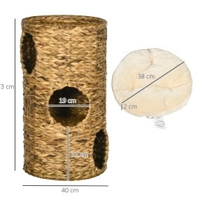 Tonneau per gatto 40 x 73 cm in giacinto d'acqua marrone con cuscini