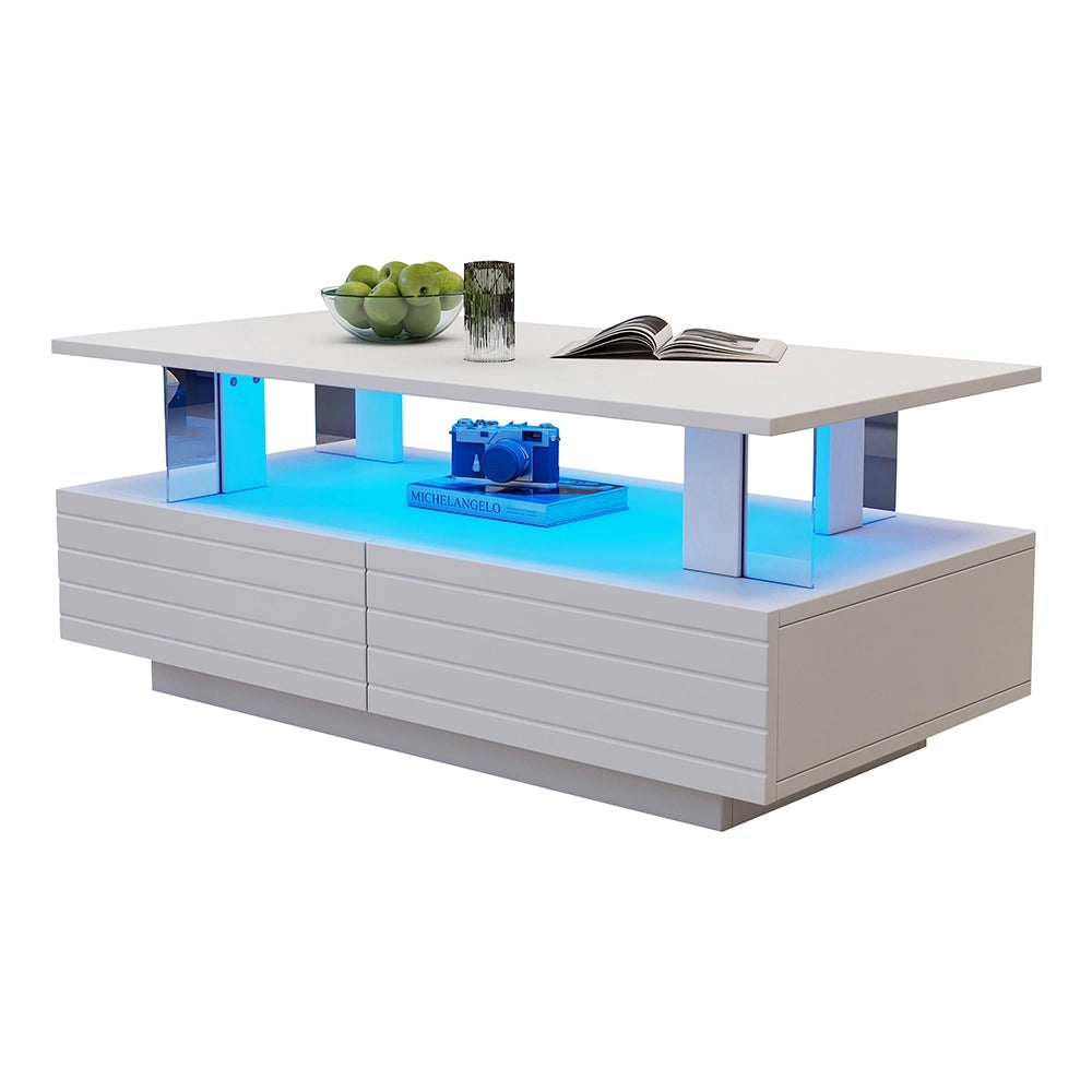 Tavolino-Xylo-Bianco LED Bluetooth doppio strato