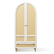 Armadio con ante; asta appendiabiti e 1 cassetto; design ad arco; per camera e ingresso; in MDF bianco; 80 × 50 × 180 cm