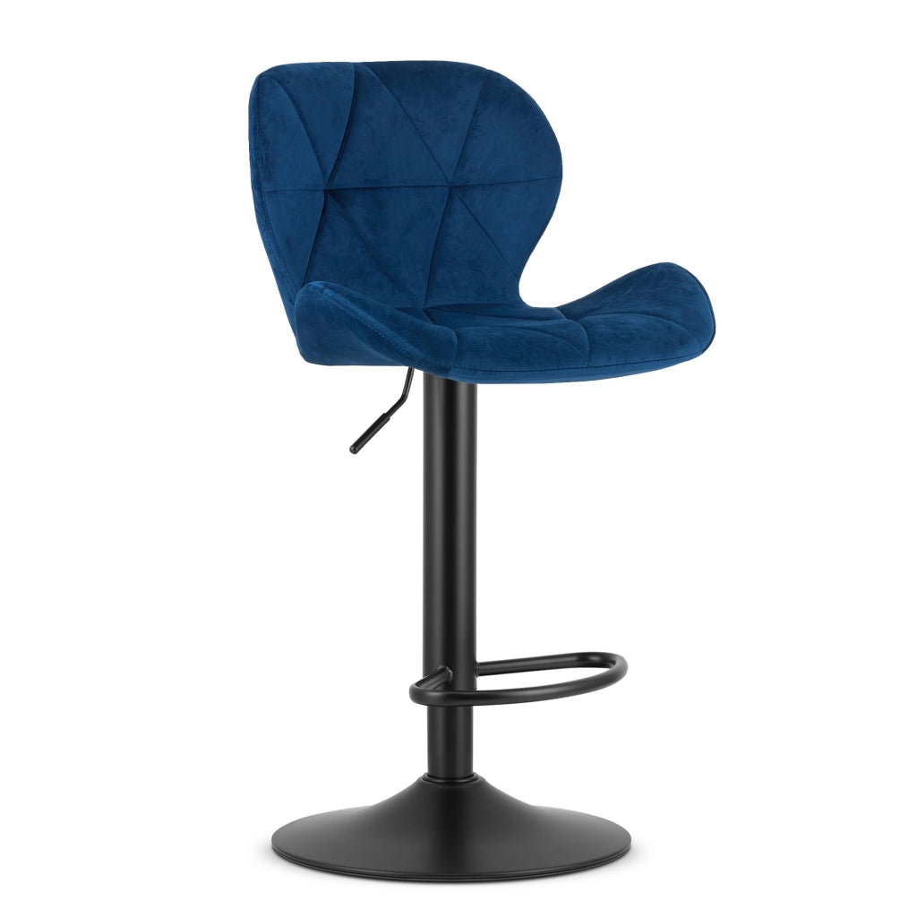 Sgabello VALORA WEST - Velluto blu navy con base nera x 2