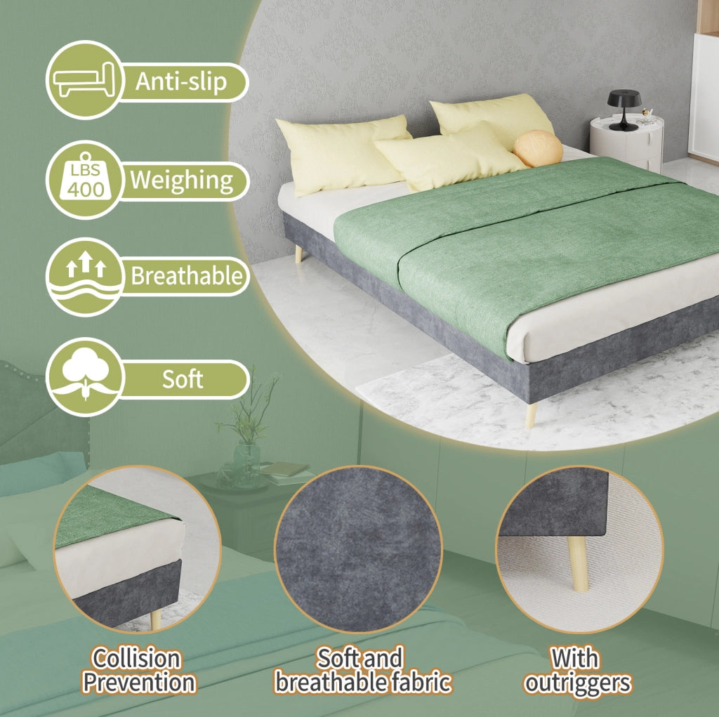 Letto moderno 140 x 200 cm grigio in tessuto e metallo