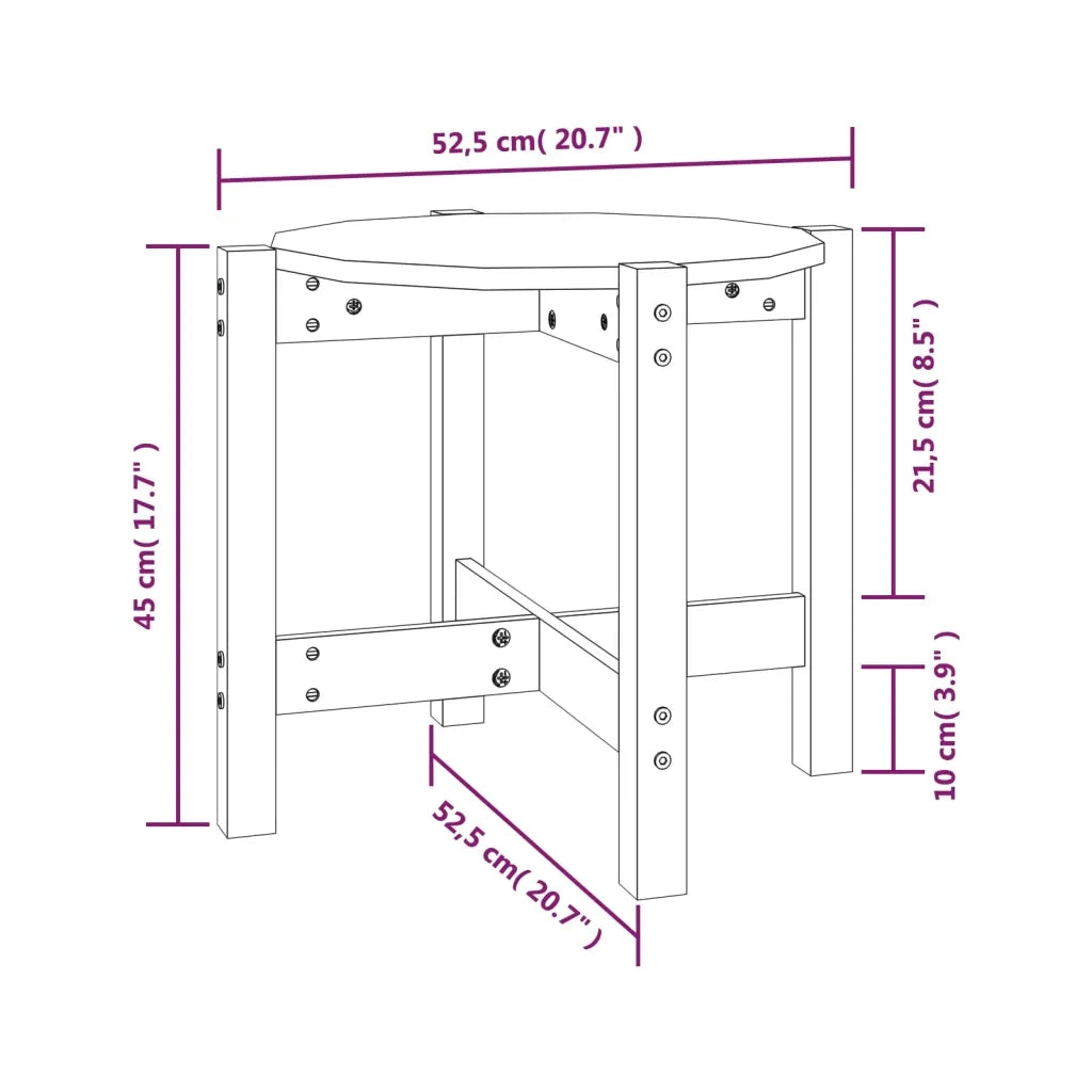Tavolino da Salotto Nero Ø 52,5x45 cm in Legno Massello di Pino 822311