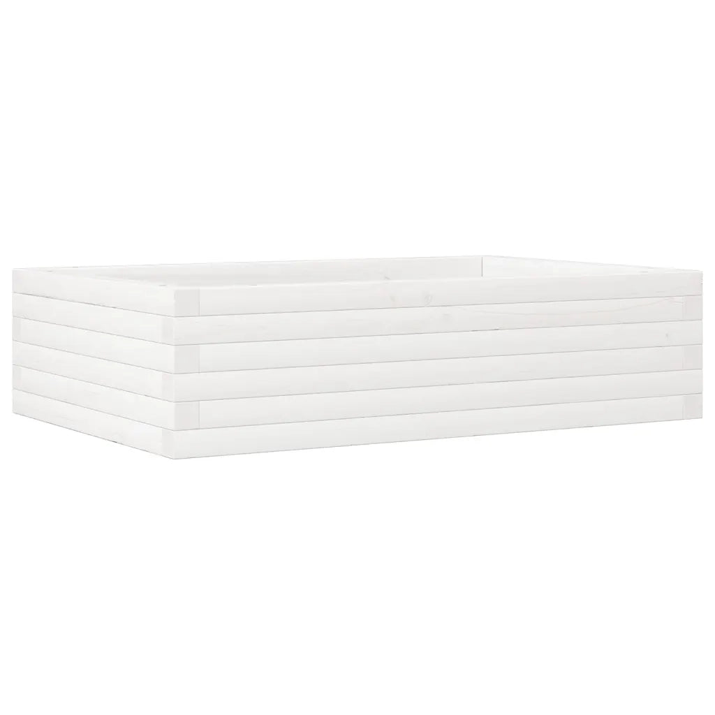 Fioriera da Giardino-Vaso da Esterno Bianca 90x60x23 cm Legno Massello di Pino