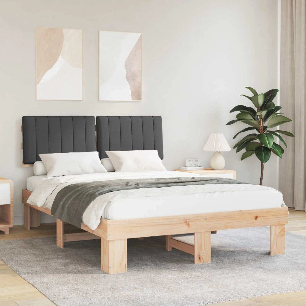 Letto con Testiera Rivestita Grigio scuro 135 x 190 cm