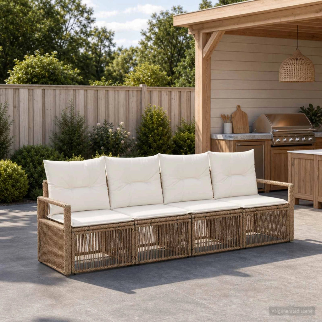 Set Divano da Giardino 4 pz Beige polyrattan 3435636