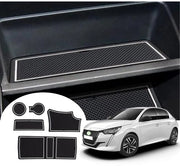 Antislipmatte per Peugeot 208 e-208 / Peugeot 2008 e-2008 Restyling 2020-2024 2025, Console centrale con supporto per braccio in gomma per Peugeot 208 2023, Piatto per contenitore, Deurnaadmatten (bianco)