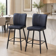 Set di 2 sgabelli da bar neri in PU con schienale ergonomico, struttura in metallo e altezza 101 cm