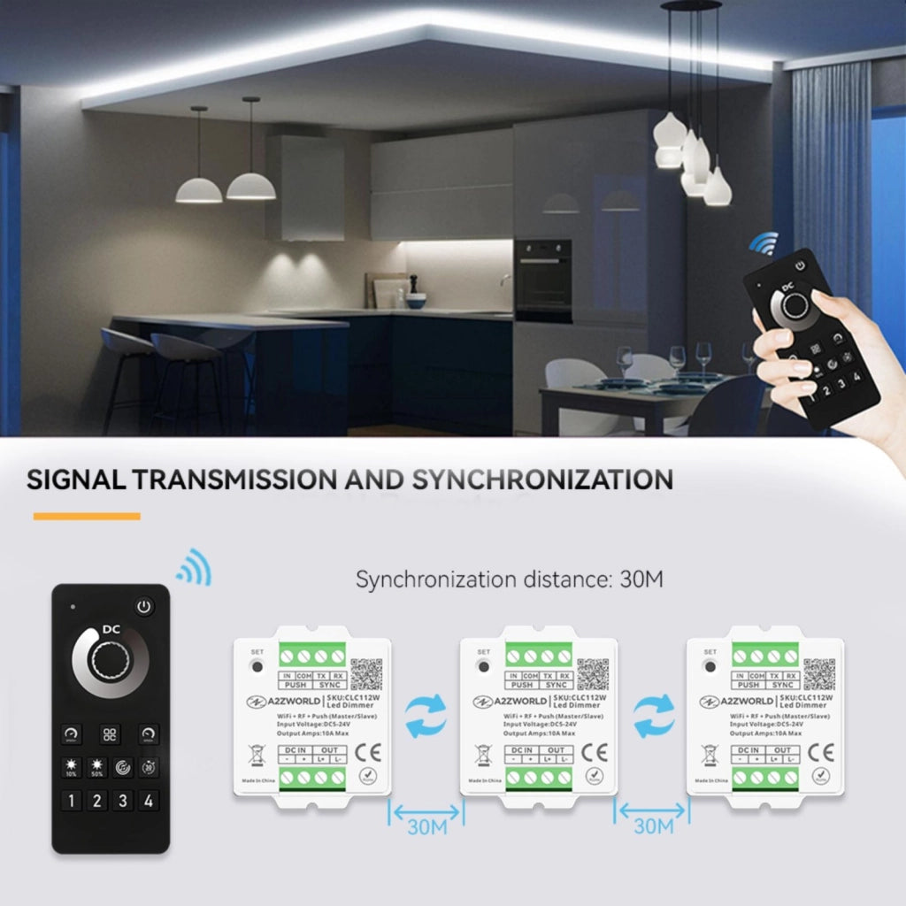 Led Dimmer Push WIFI RF 2.4G Pulsante, Master Slave, Memoria, APP TUYA, 5V 12V 24V 10A, Compatibile Con CLC101R, Sostituzione CL9111 CL9115 SH9111 MMC1418, 45X45X15mm