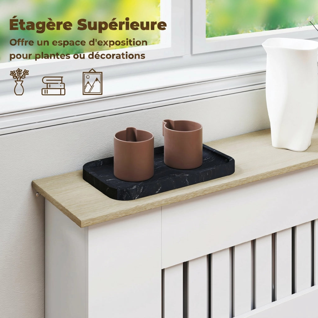 Copriradiatore in Legno Bianco con Ripiano Superiore Mobile Copritermosifone Moderno per Casa 78 x 19 x 81 cm
