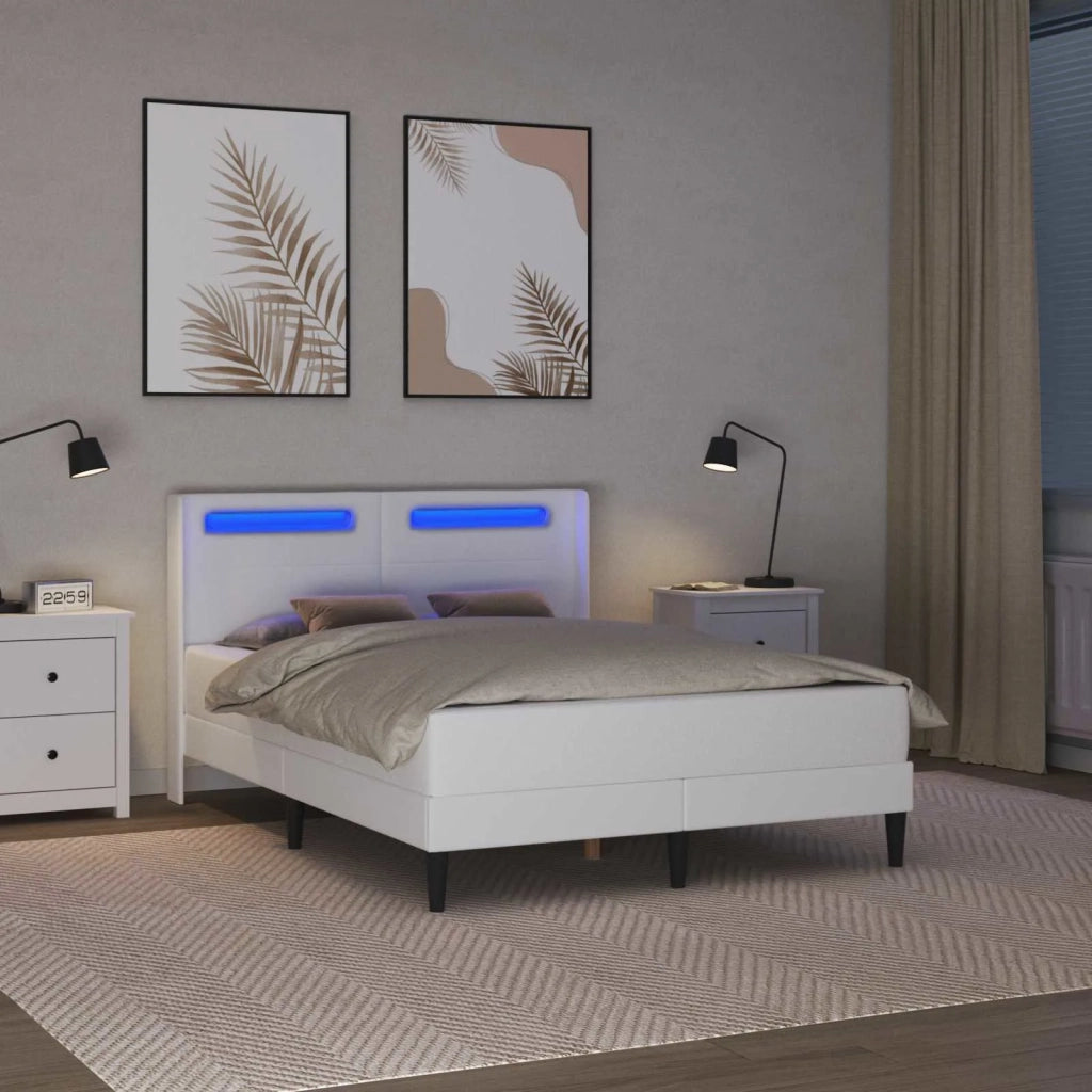 Letto matrimoniale | Letto per adulti | Struttura del letto con testiera Bianco 120 x 200 cm Similpelle