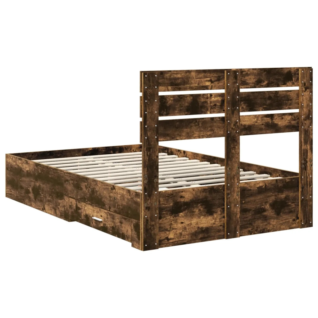 Letto matrimoniale | Letto per adulti | Struttura del letto Rovere fum¨¦ 120 x 190 cm Legno multistrato