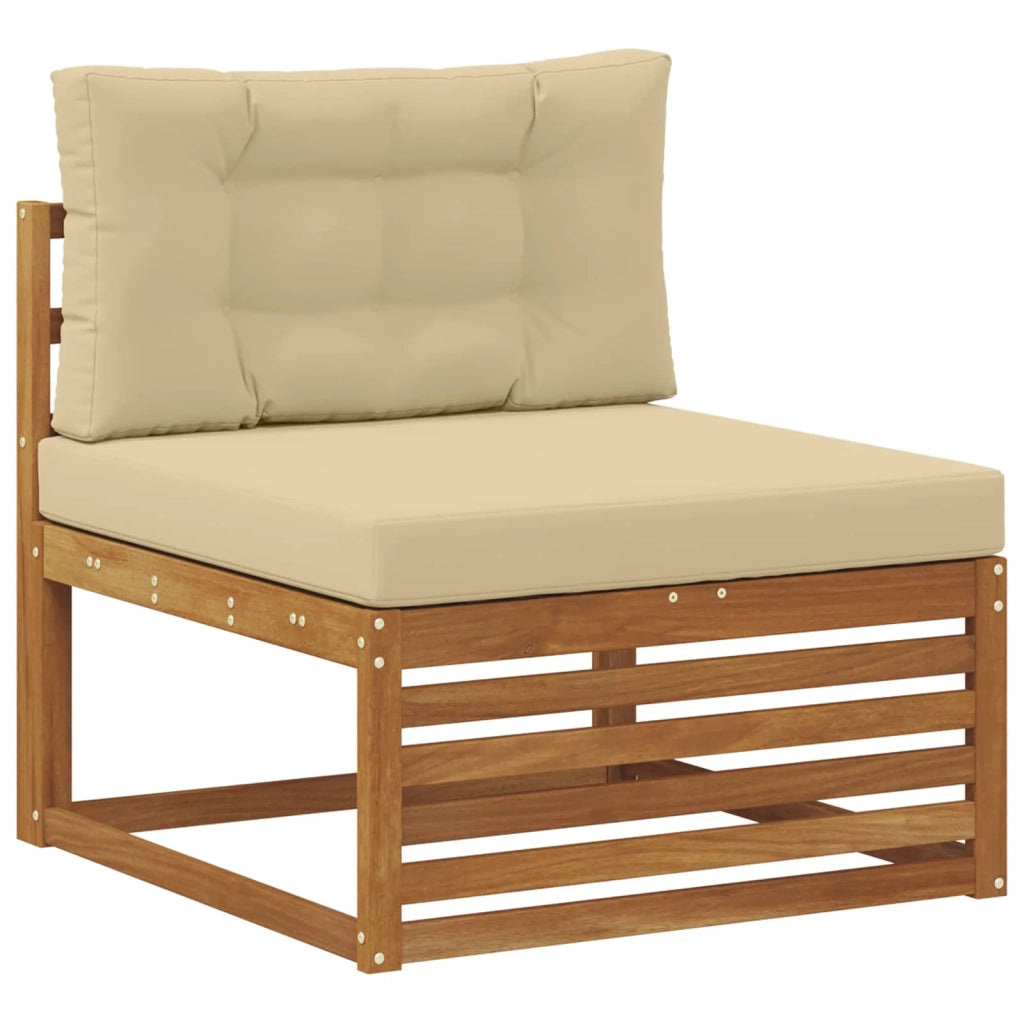 Set di divani da esterno con cuscino 7 Pezzo Naturale e Beige 3374108