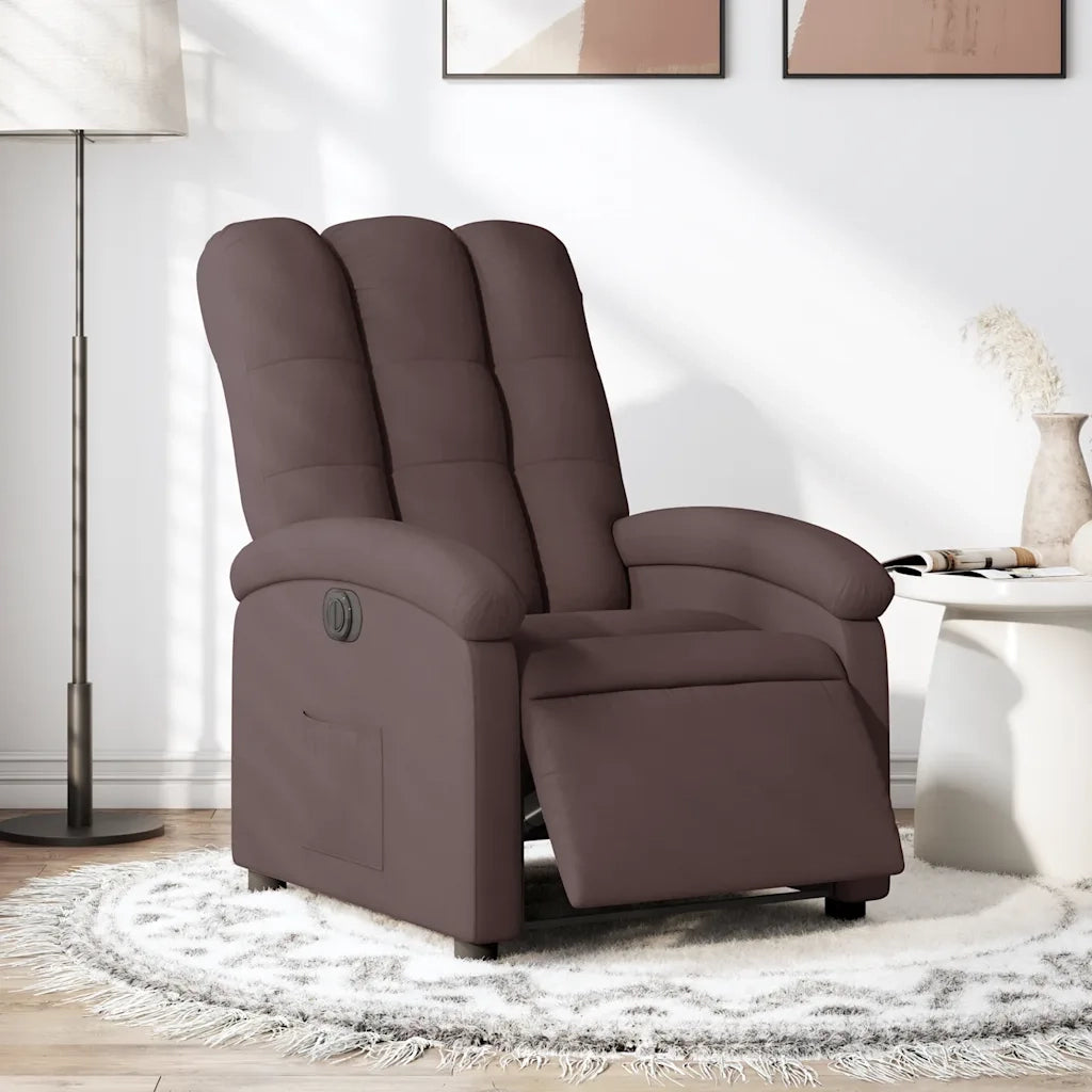 Poltrona | Sedia Relax Elettrica Reclinabile Marrone Scuro in Tessuto
