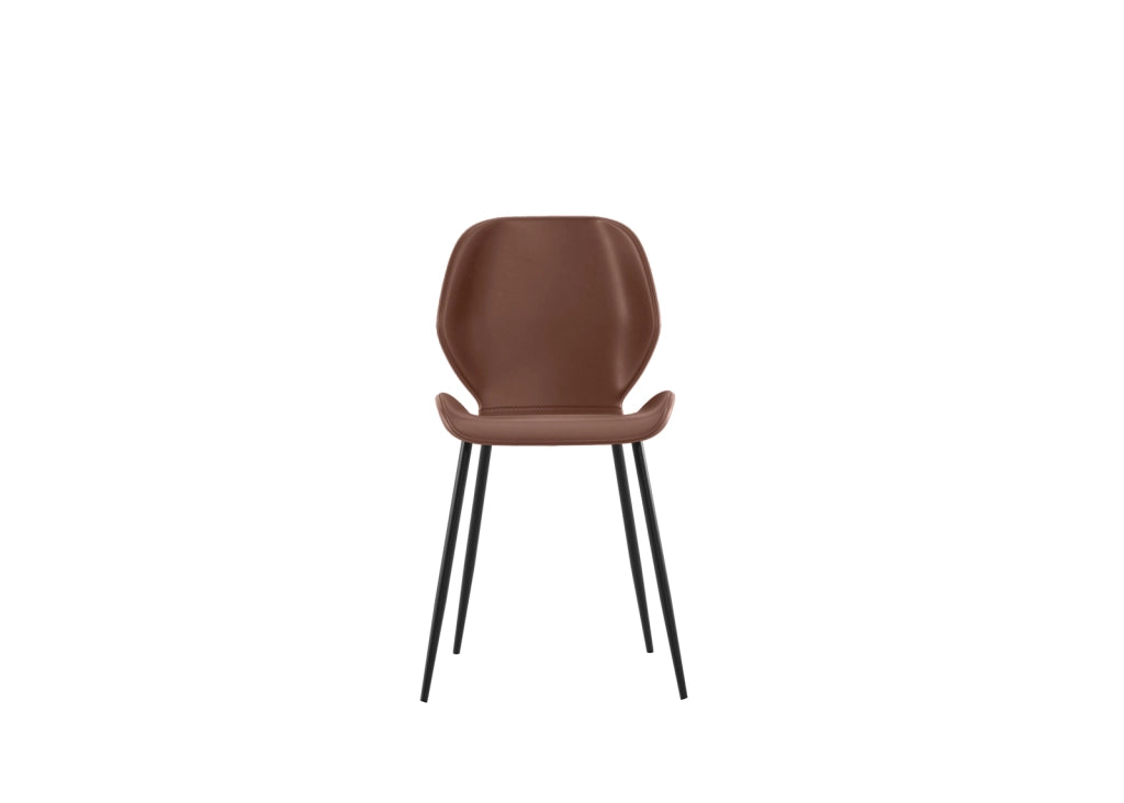 Sedia da pranzo Diana con seduta in soft-touch cuoio e gambe in metallo nero, design vintage moderno - Sedia living di alta qualità