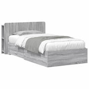 Letto singolo | Letto per adulti | Telaio del letto con storage Sonoma grigio 80 x 200 cm