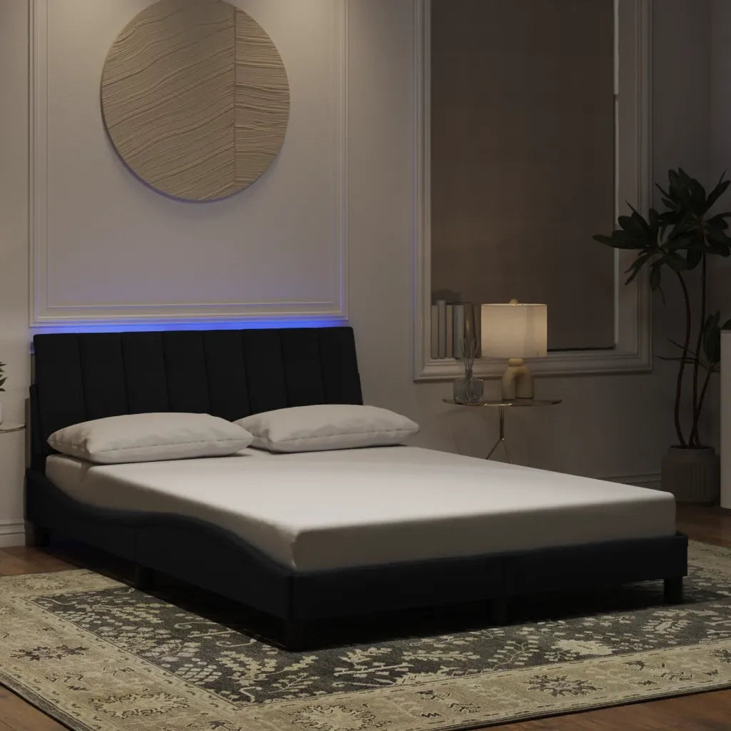 Giroletto con LED senza Materasso Hanko Nero 120x200 cm in Velluto
