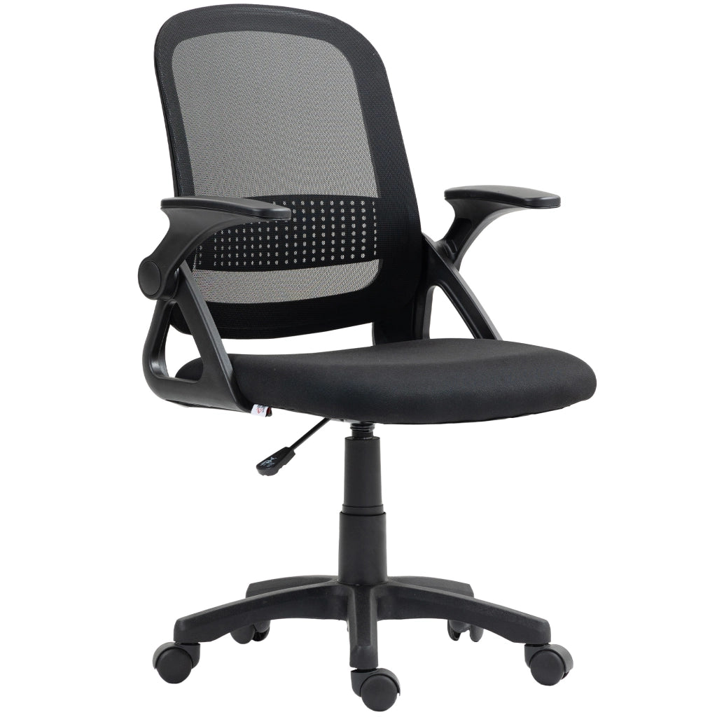 Sedia da Ufficio Ergonomica con Schienale in Rete Traspirante ¨C Xylo ¨C Braccioli Pieghevoli, Supporto Lombare, Nero