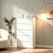 Cassettiera bianca compatta con 5 cassetti, 60 x 39 x 100 cm