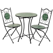Set tavolo e 2 sedie in mosaico e ferro battuto Verde, tavolo: P60x75h