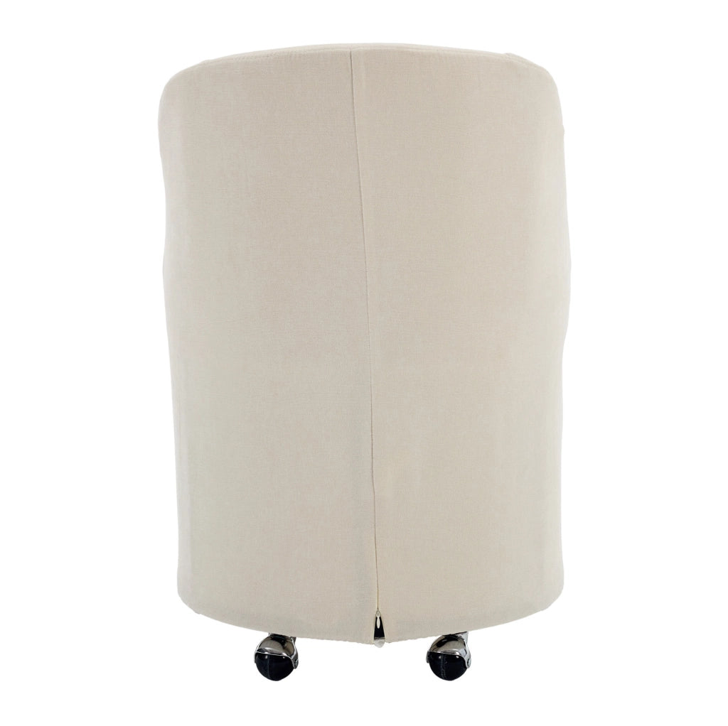 Set 2 sedie da pranzo ULEVR in tessuto chenille beige, girevoli a 360¡ã con ruote, rivestimento sfoderabile, senza braccioli
