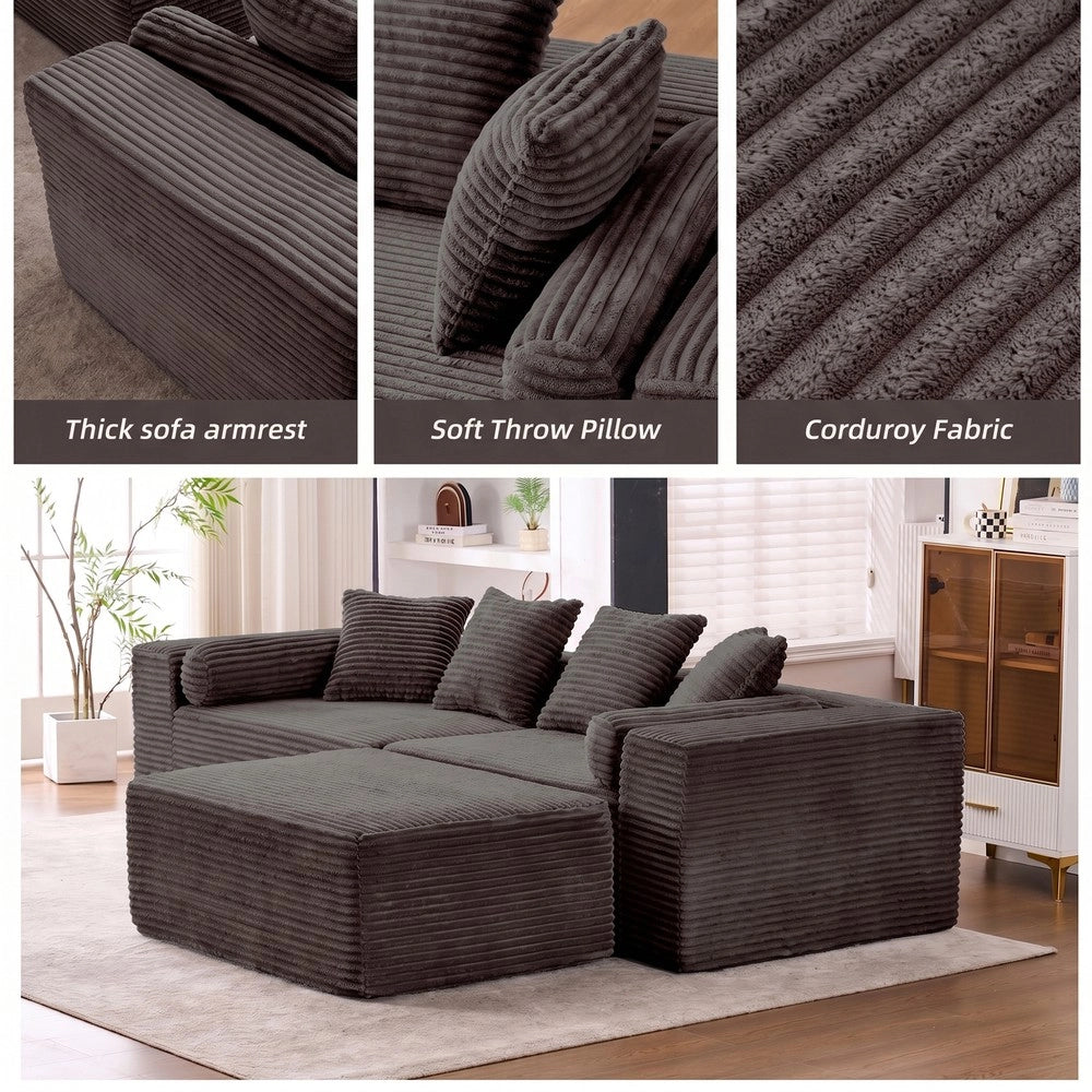 Divano angolare 3 posti ¨C Minimal ¨C Nero tessuto chenille