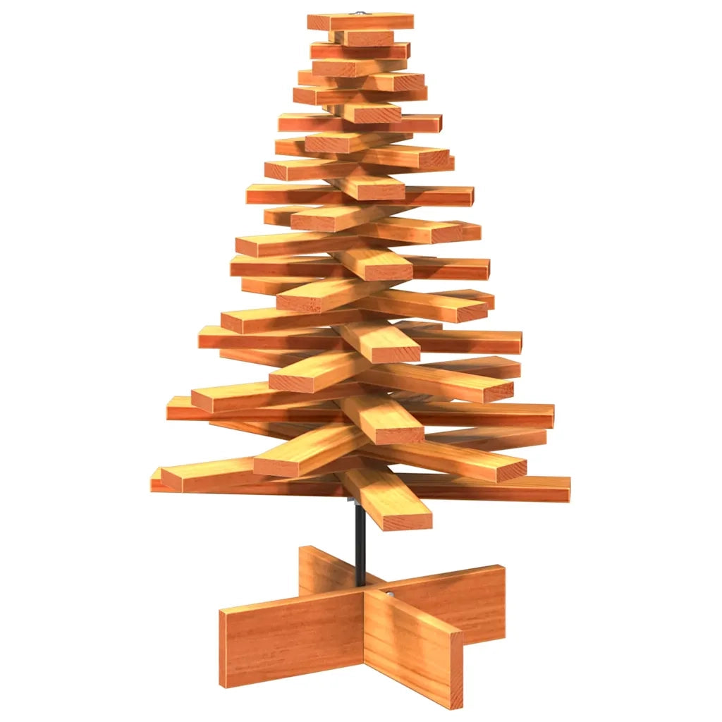 Albero di Natale | Decorazioni natalizie Marrone Cera 80 cm in Legno Massello di Pino