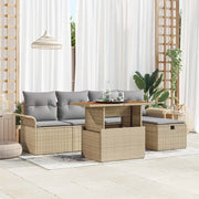 Set Divano da Giardino 6 pcs Beige polyrattan