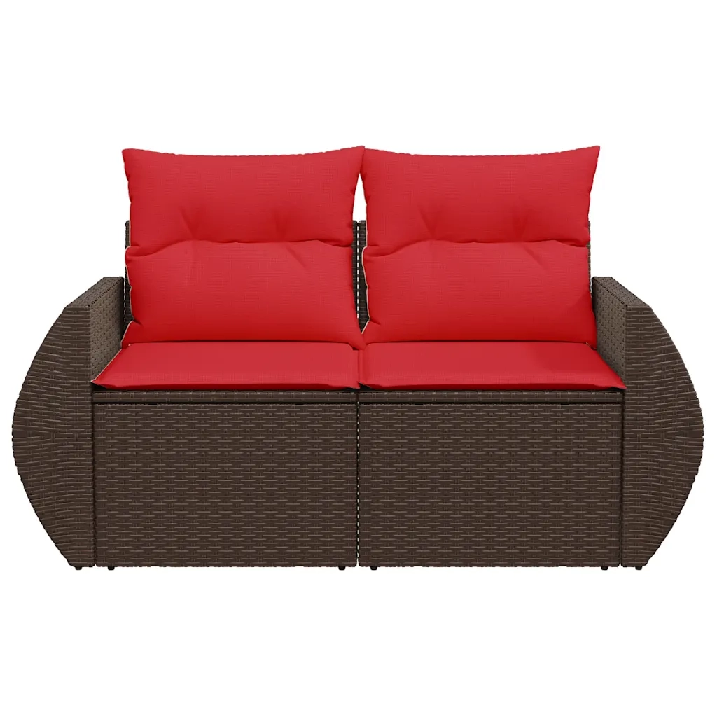Divano da giardino con cuscini a 2 posti marrone in polyrattan 366245
