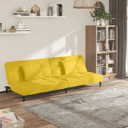 Divano Letto a 2 Posti con 2 Cuscini Giallo in Velluto 375813