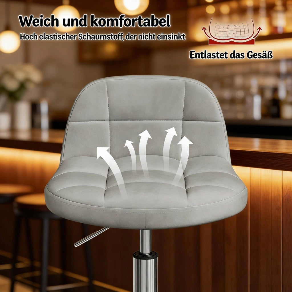 Sedia da ufficio girevole in velluto grigio chiaro