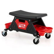 Sgabello da meccanico 65 x 33 x 33 cm con cassetto scorrevole e 2 vassoi compartimentati stile ergonomico metallo rosso 20_0017851
