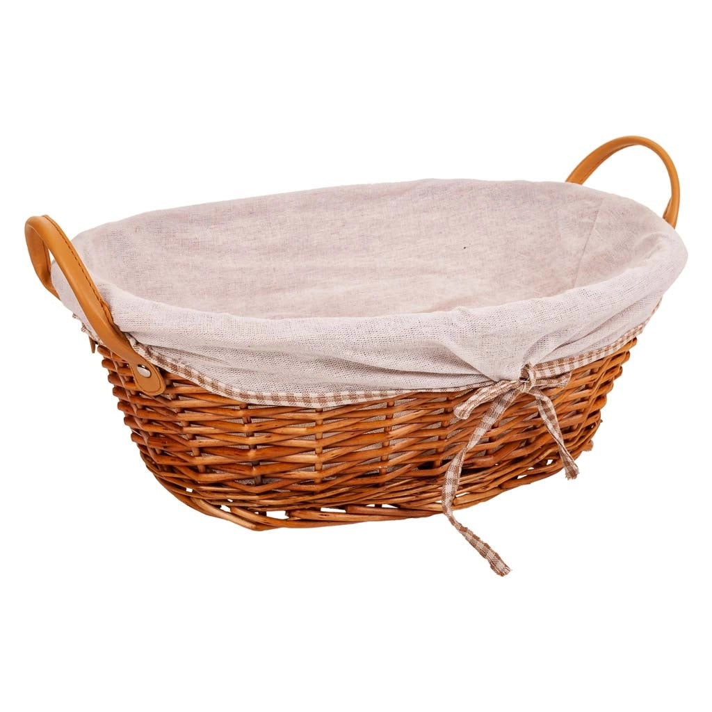 Set di 3 cestini in vimini foderati marroni