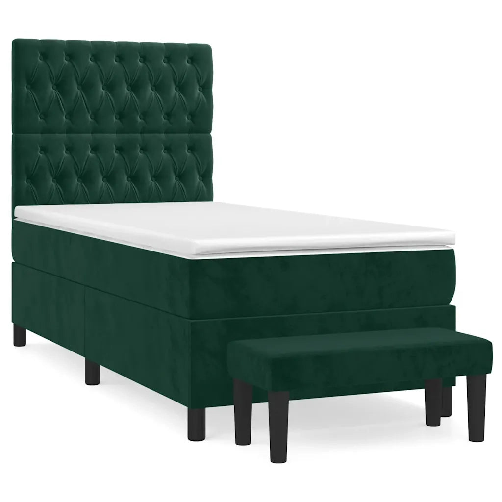 Giroletto a Molle con Materasso Verde Scuro 90x190 cm Velluto