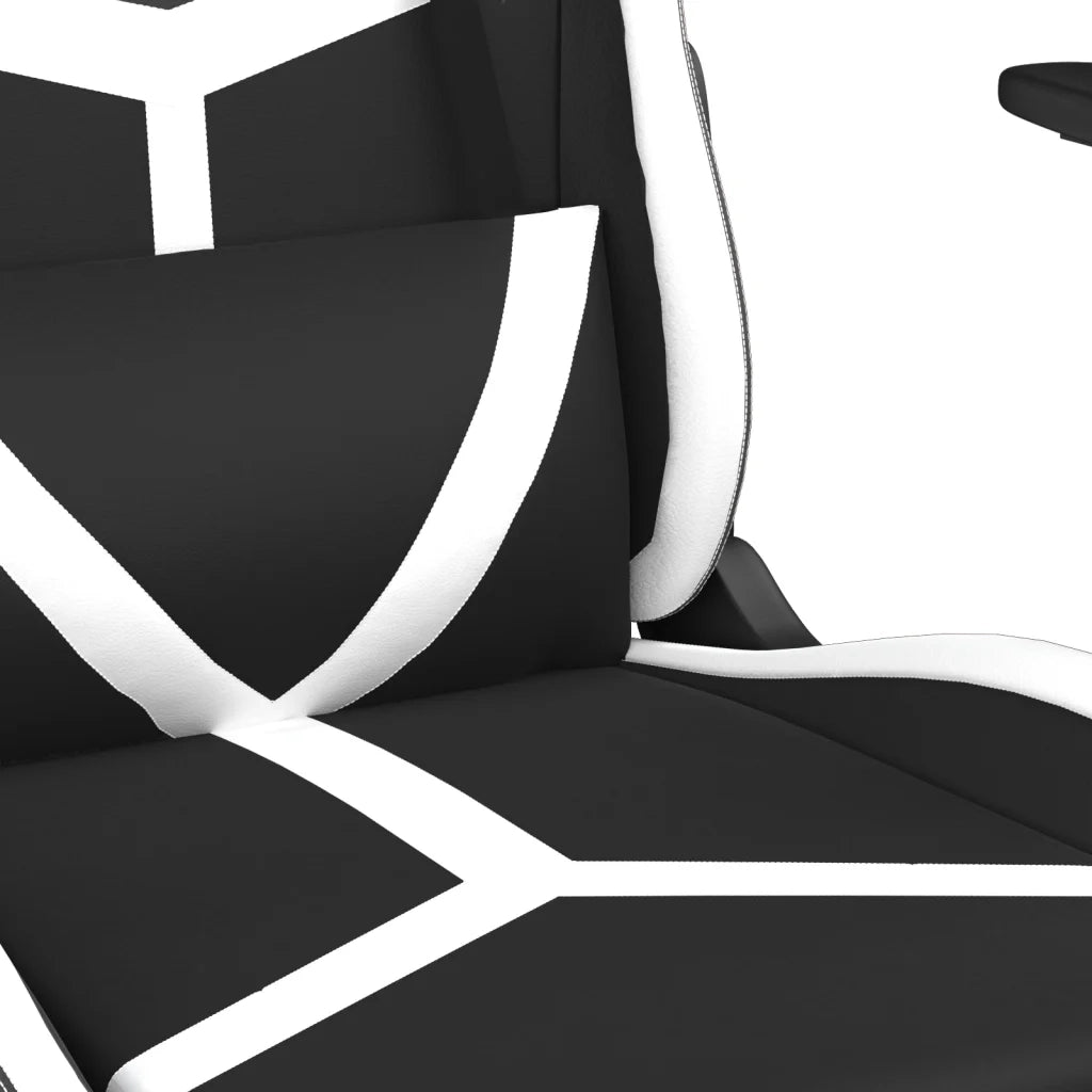 Sedia da Gaming | Sedia da e-sports con Poggiapiedi Nero e Bianco in Similpelle