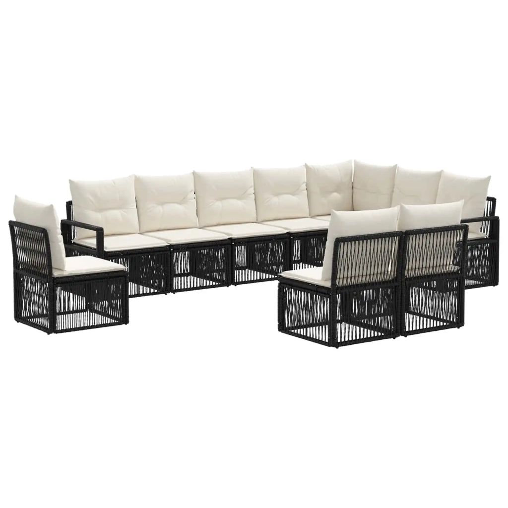 Set Divano da Giardino 10 pz Nero polyrattan 3435739
