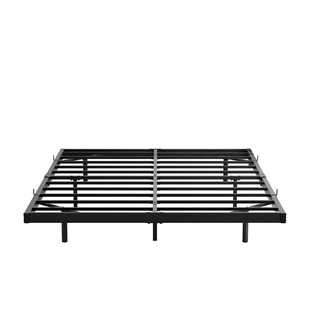 Letto con struttura sospesa 140x200 cm in metallo con illuminazione LED e stazione di ricarica integrata, telaio robusto con rete a doghe, colore nero
