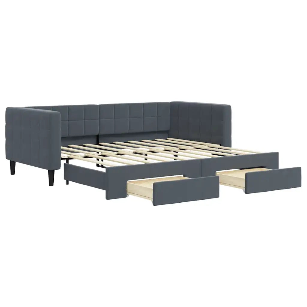 Divano Letto Estraibile Cassetti Grigio Scuro 90x190cm Velluto 3196753