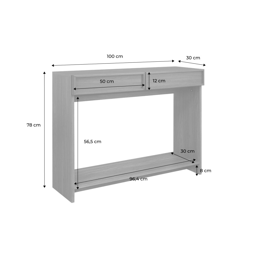 Console effet legno 2 cassetti e ripiano, 100cm, noce