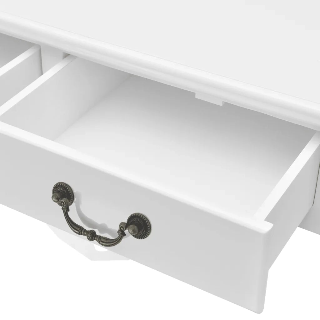 Tavolino da Salotto con 4 Cassetti Bianco 242436