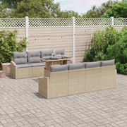 Set Divano da Giardino con cuscino 9 pcs Beige polyrattan