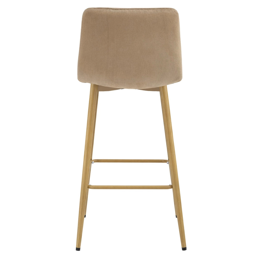 Sgabello Arceto in velluto marrone con gambe in legno
