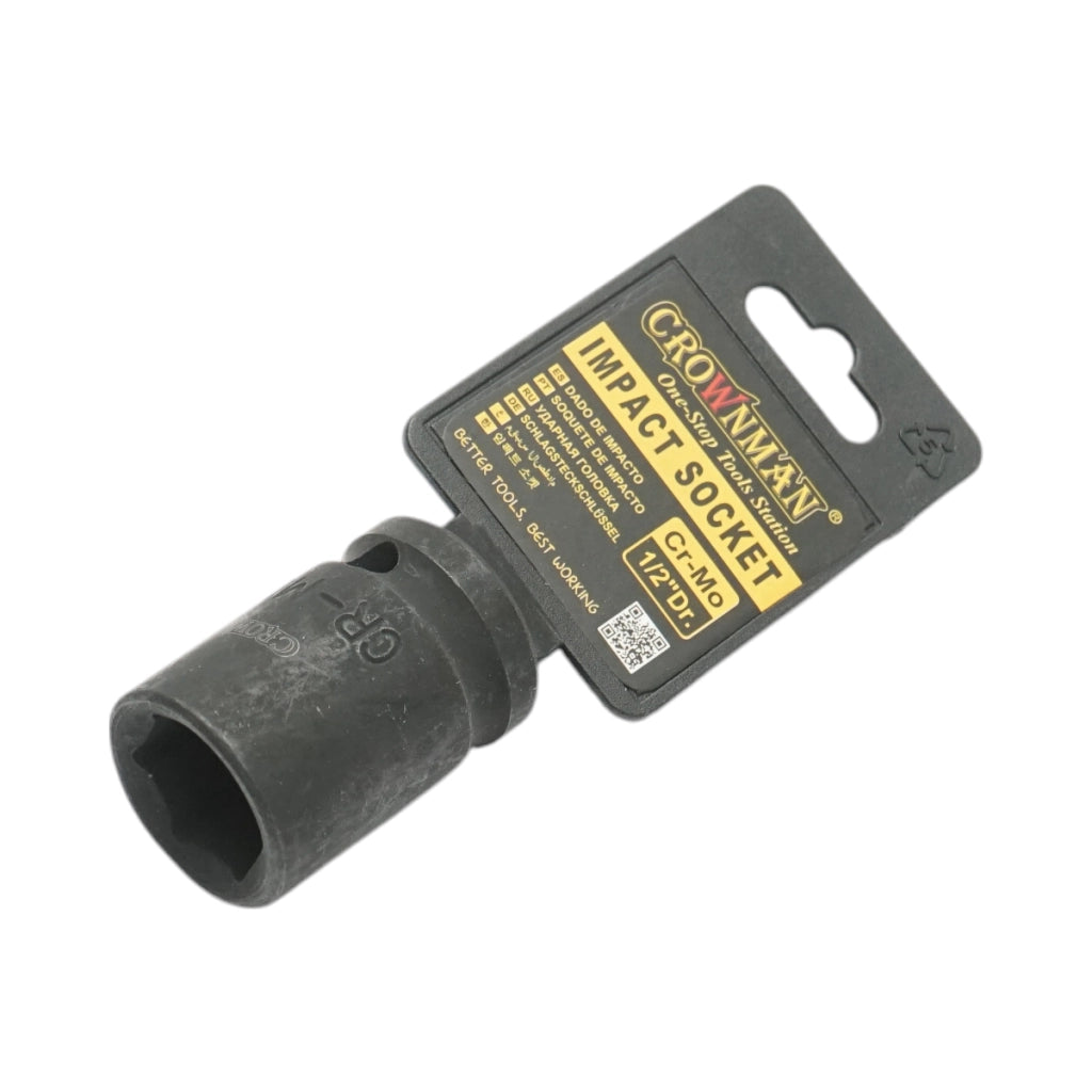 Chiave a bussola a impatto Crownman da 17 mm, attacco quadro da 1/2 pollice in acciaio Cr-Mo